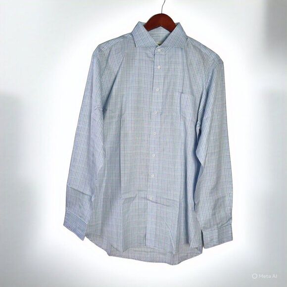 Porro & Porro Custom Tailor Blue Checkered Dress Shirt – 100% Cotton – Tailored - Picture 1 of 8